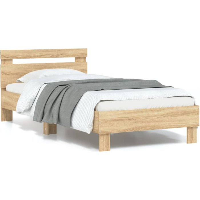 Maison exclusive - estructura de cama cabecero luces led roble sonoma 90x200 cm