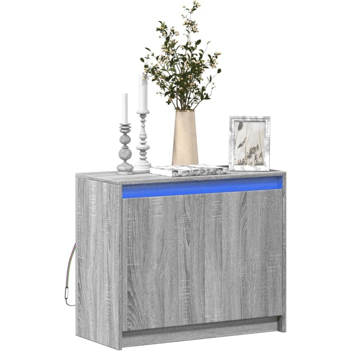 Vidaxl aparador con led madera de ingeniería gris sonoma 72x34x61 cm