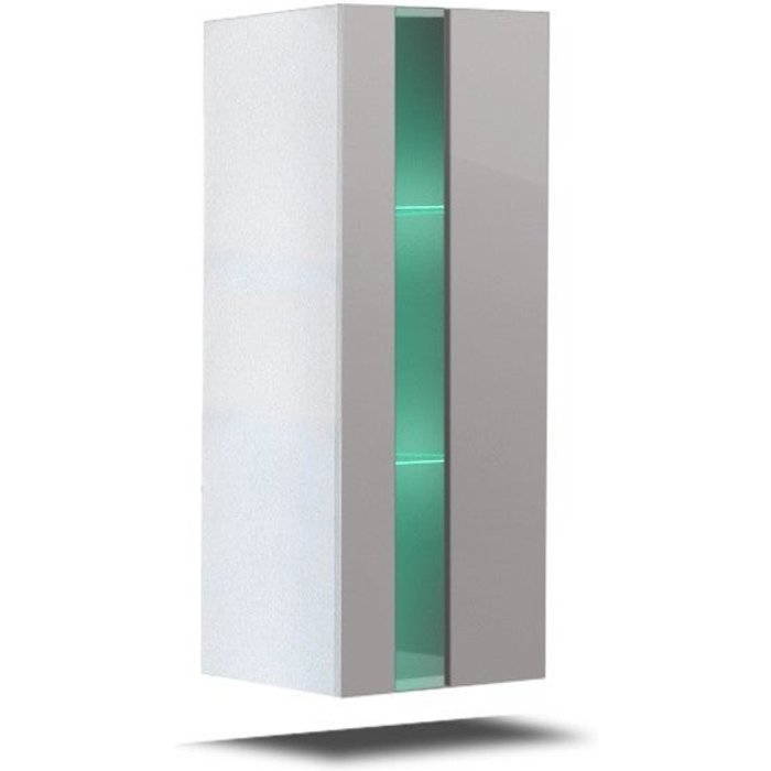 Mueble de salón blanco colección cepto 37x91cm, 1 puerta con vidrio, 2 estantes.