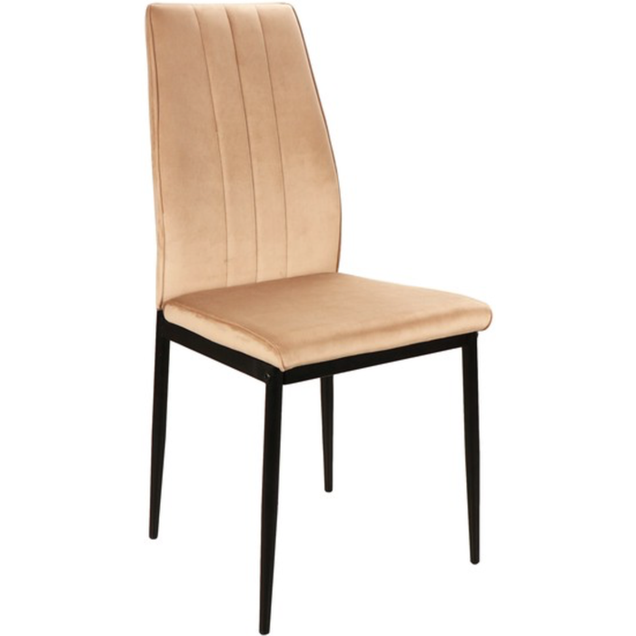 Silla de diseño bator de terciopelo beige y metal negro