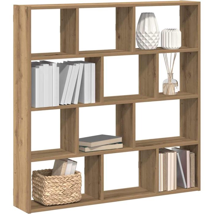 Maison exclusive - estante cubo de pared 12 compartimentos madera roble artisan