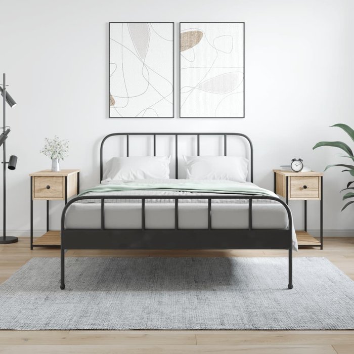 Mesitas noche 2 uds madera ingeniería roble sonoma 30x60x60 cm vidaxl