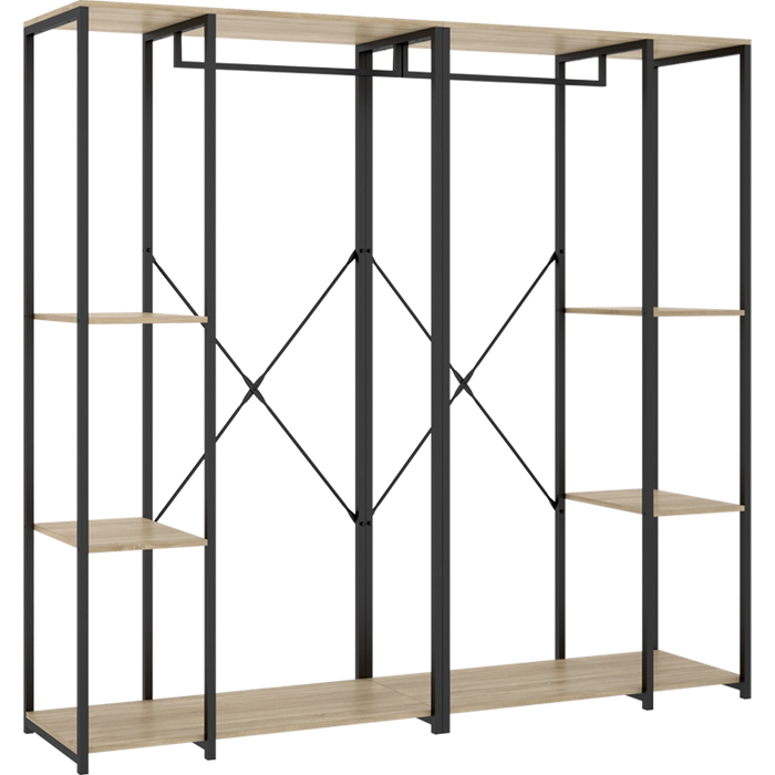 Armario vestidor metalico trok ancho 180cm - roble/metalico - homekit