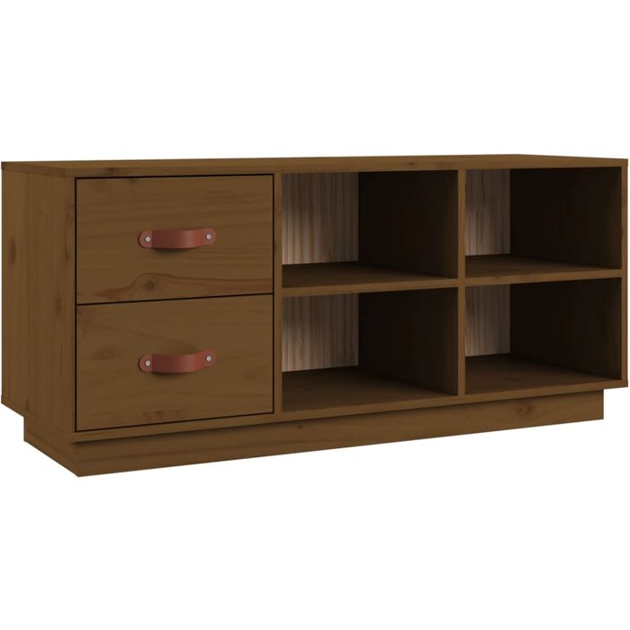 Banco zapatero de pino macizo en color marrón miel 100x34x45 cm - comfortxl