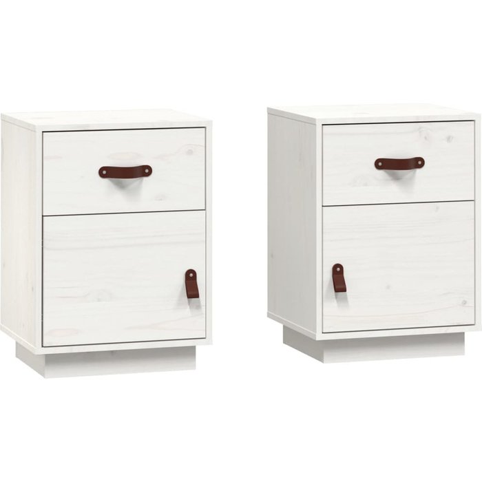 Mesitas de noche 2 uds blanco 40x34x55 cm madera maciza de pino