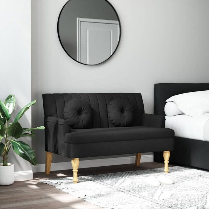 Banco con cojines tela negro 113x64,5x75,5 cm vidaxl