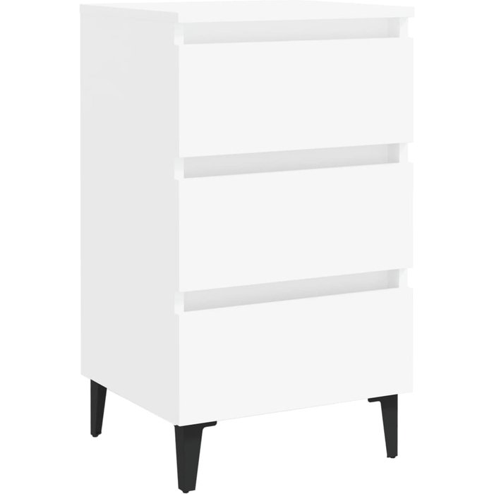 Mesita de noche con patas de metal blanco 40x35x69 cm