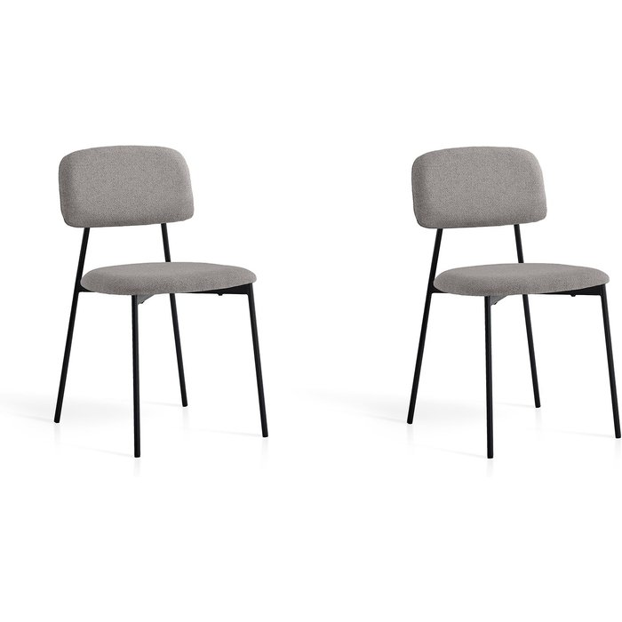 Set de 2 sillas de comedor, modelo hudson en textil gris y metal, 80x46x50 cm