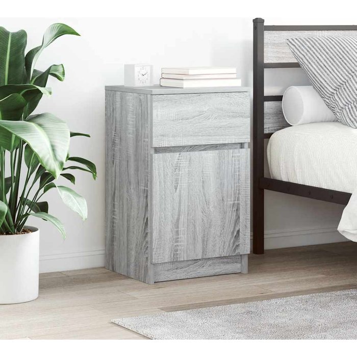 Mesitas de noche 2 unidades madera contrachapada gris 39x35x65 cm