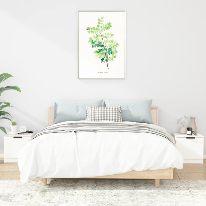 Mesitas de noche, 2 unidades, blancas, 40x39x40 cm