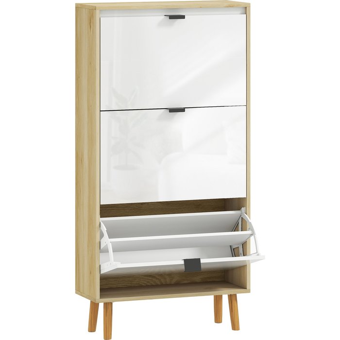 Zapatero estrecho homcom mdf blanco 60x24x127 cm 837-627v02wt