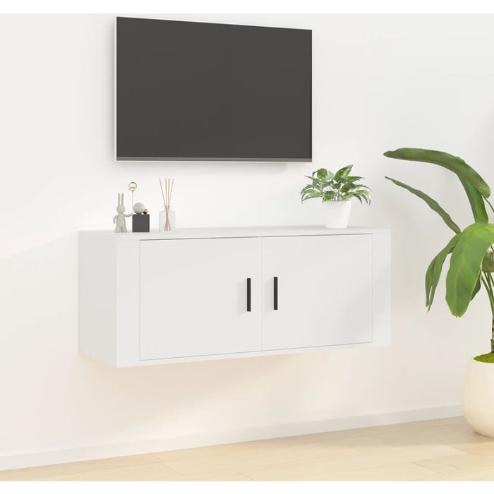 Mueble de tv de pared blanco, 100x34,5x40 cm