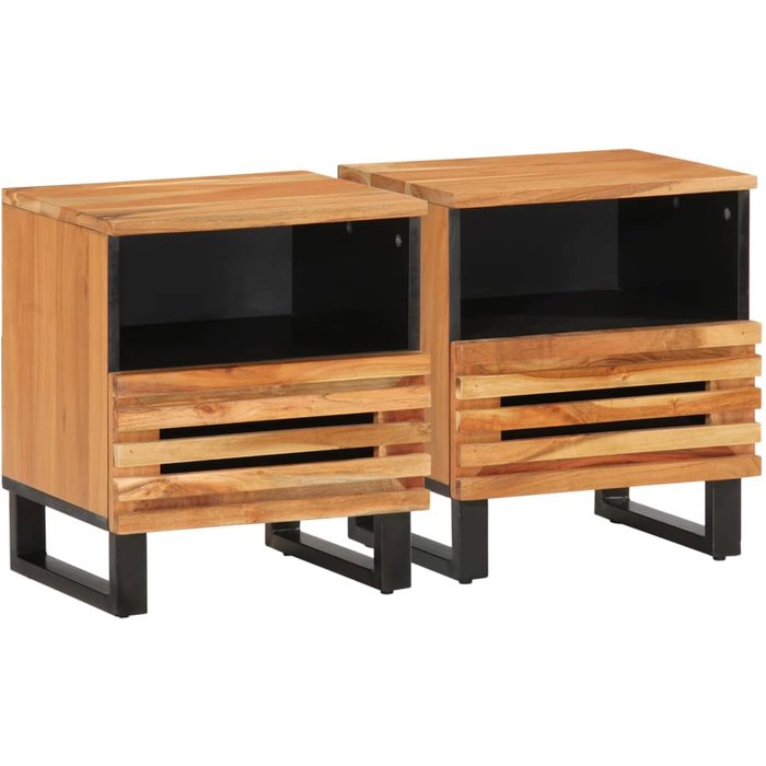 Mesitas de noche 2 piezas 40x34x46 cm madera maciza de acacia