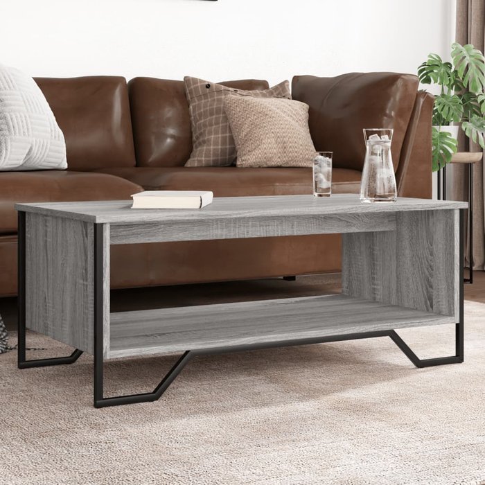 Mesa de centro sonoma gris 100x51x40 cm de madera contrachapada