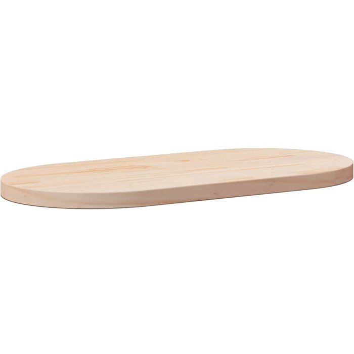Tablero de mesa ovalado de madera maciza de pino de 90x45x2,5 cm