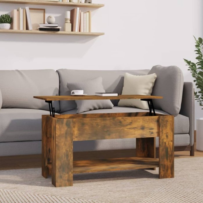 Mesa de centro roble ahumado 101x49x52 cm madera contrachapada
