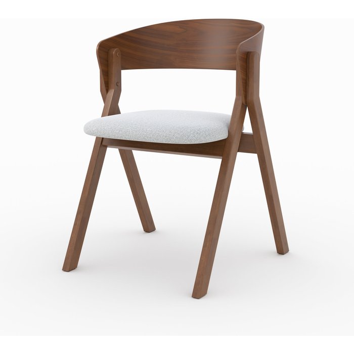 Silla de madera hevea y tela gris claro - héloïse