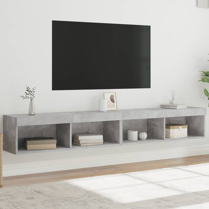 Muebles de tv con luces led, 2 piezas, gris hormigón, 100x30x30 cm