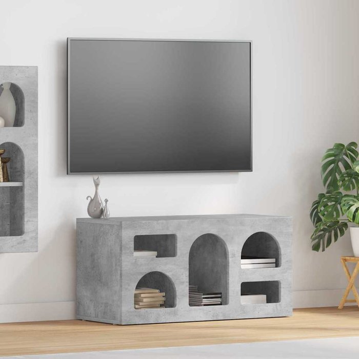 Mueble de tv, gris hormigón, 80 x 35 x 40 cm, madera de ingeniería