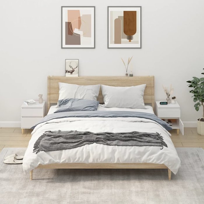Pack de 2 mesitas de noche,mesilla de noche color blanco 40x35x50 cm cfw77671