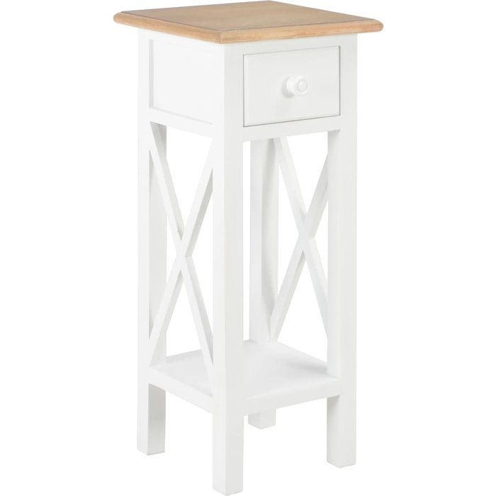 Mesa auxiliar de madera blanca 27x27x65,5 cm