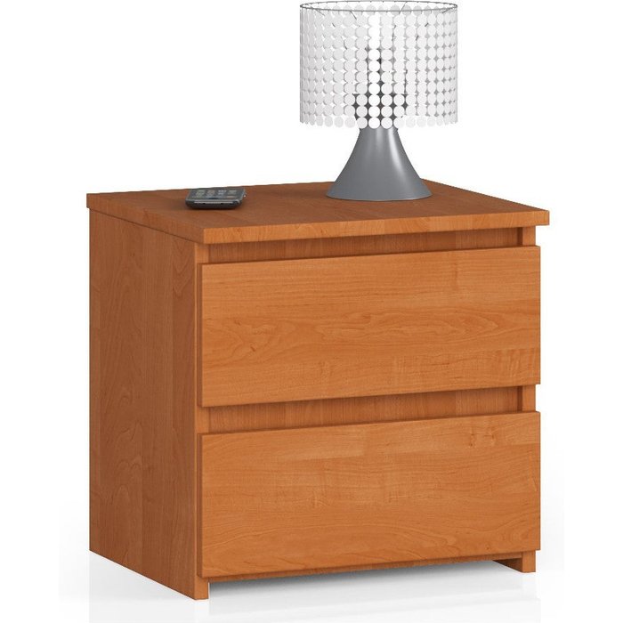 Mesita de noche: 2 cajones, aliso, 40 x 40 x 35 cm