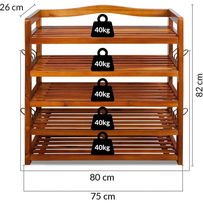 Zapatero madera de acacia 5 estantes