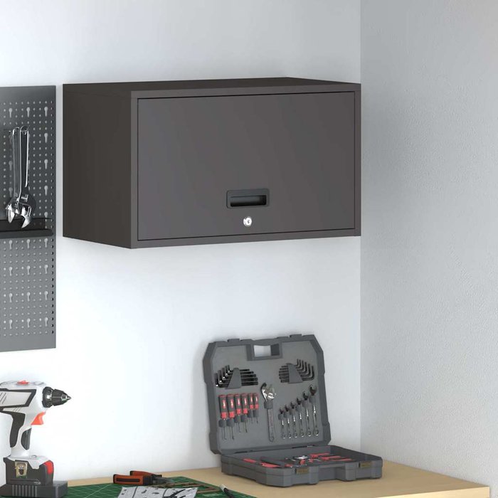 Armario de pared para el garaje negro 60 x 33 x 35 cm vidaxl