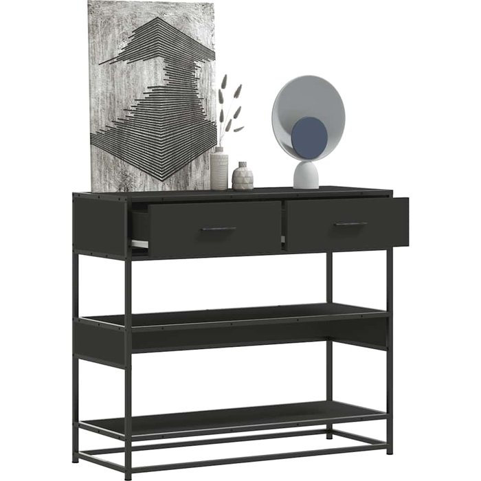 Mesa consola negra 90x35x80 cm madera de ingeniería