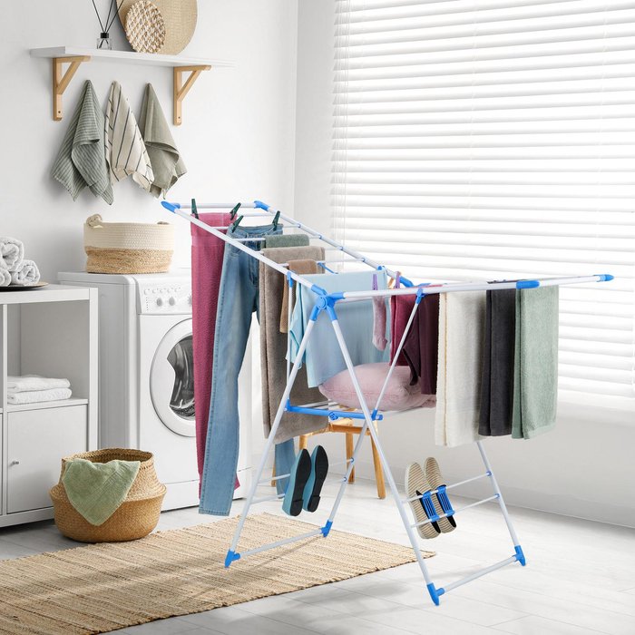 Tendedero plegable con 2 alas y zapatero