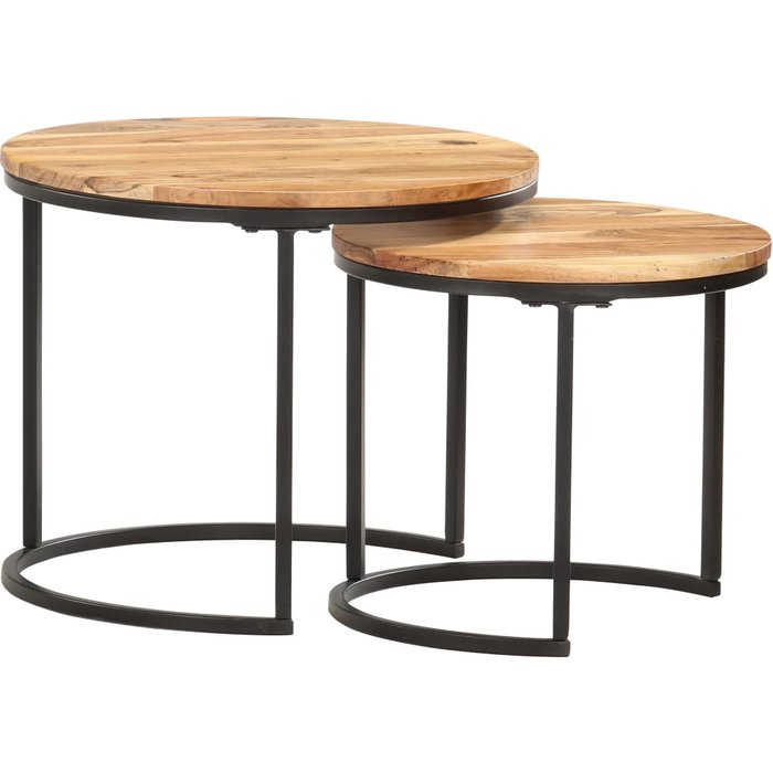 Mesas nido 2 piezas madera maciza de acacia