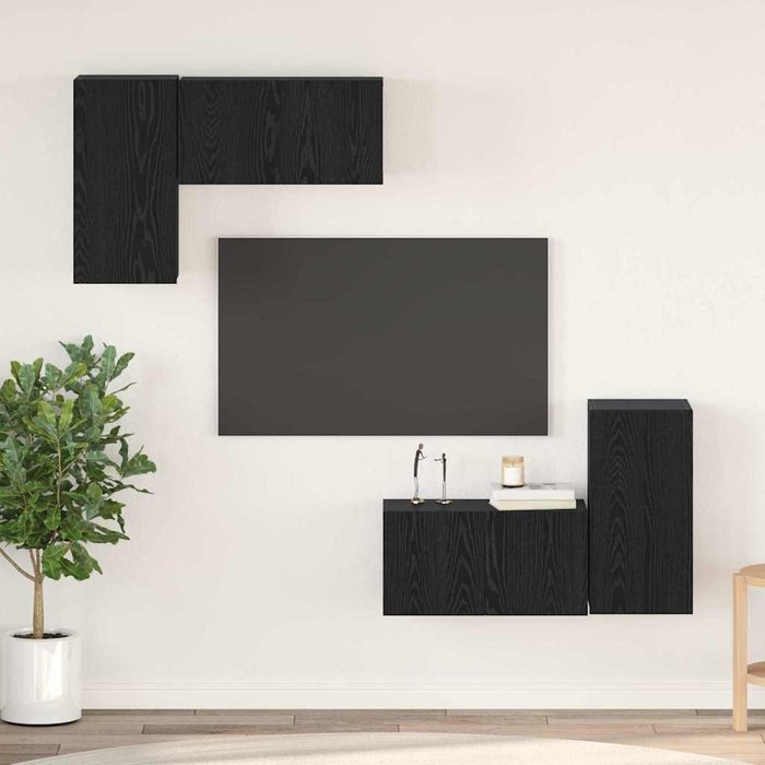 Vidaxl juego de muebles para tv 4 pcs roble negro 60 x 30 x 30 cm