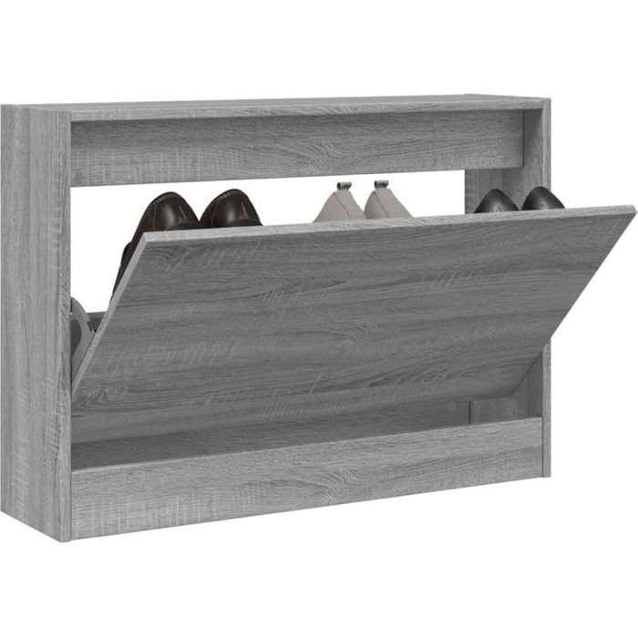 Vidaxl zapatero de madera de ingeniería gris sonoma 80x21x57 cm
