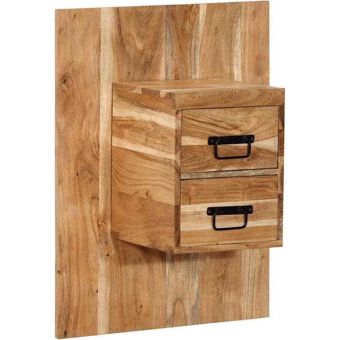 Mesita de noche de 60x32x80 cm, madera maciza de acacia.