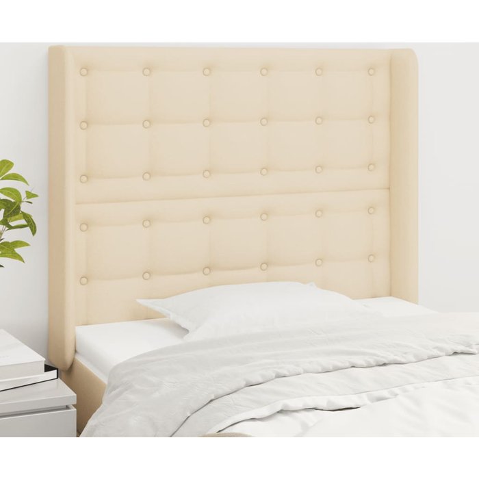 Cabecero con orejas crema 83x16x118/128 cm tela