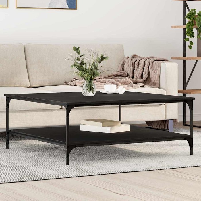 Vidaxl mesa de café roble negro 100 x 100 x 40 cm madera contrachapada