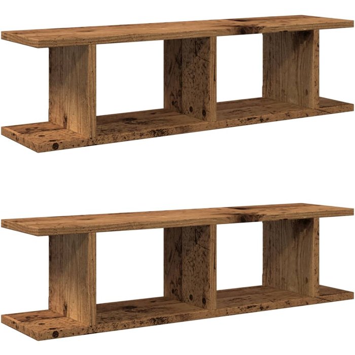 Estantes pared 2 uds madera ingeniería envejecida 75x18x20 cm- comfortxl