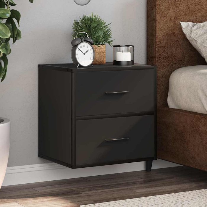 Mesitas de noche de pared 2 piezas negro 40x31x39,5 cm