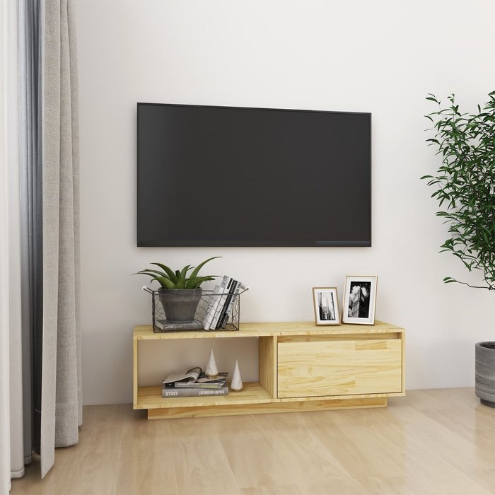 Mueble tv 110x30x33,5 cm madera maciza de pino
