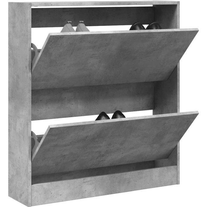 Zapatero gris hormigón de 80x21x87,5 cm, fabricado en madera de ingeniería.