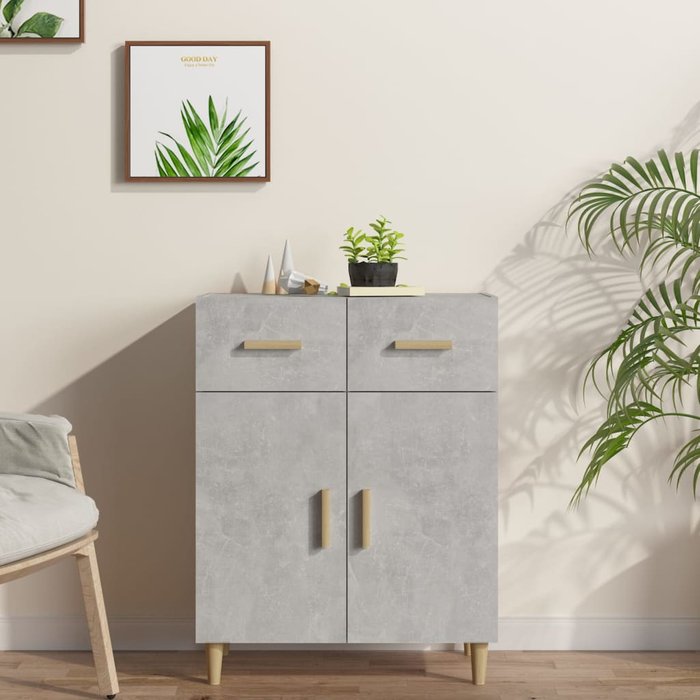 Aparador gris hormigón 69,5x34x89 cm madera contrachapada