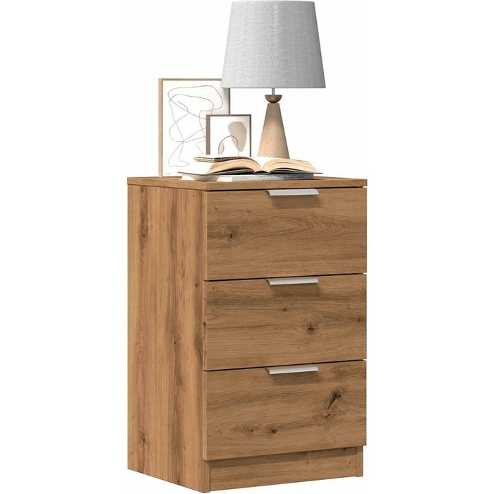 Mesita de noche roble craft 40x36x65 cm madera de ingeniería