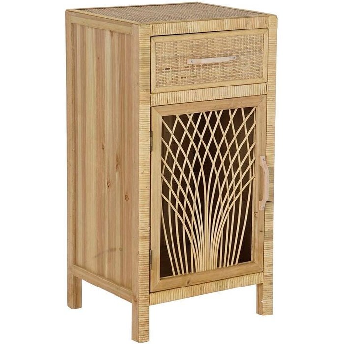 Mesita de noche dkd home decor natural marrón ratán (42 x 35 x 80 cm)