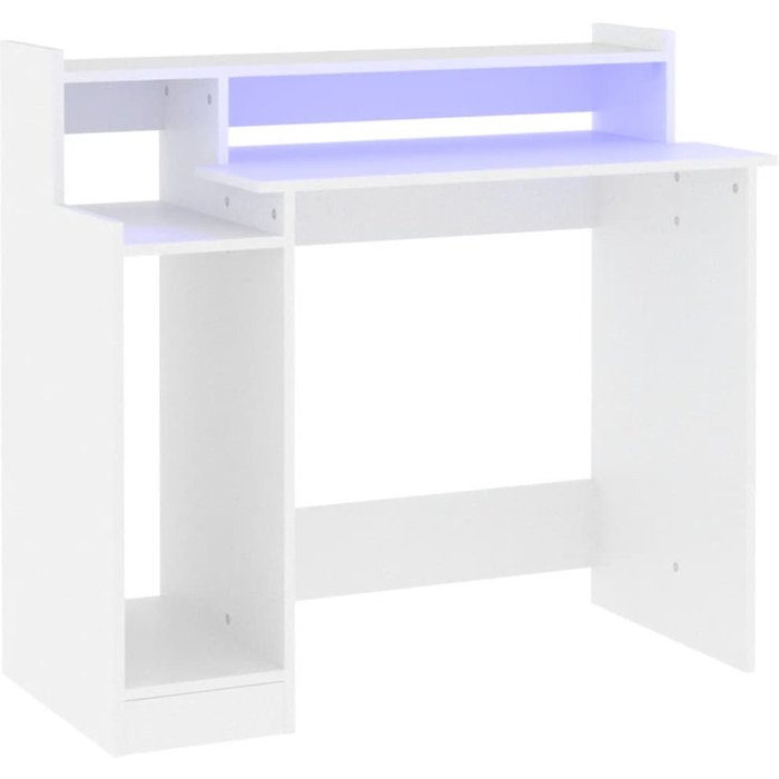 Escritorio con luz led madera contrachapada blanco 97x45x90 cm - comfortxl