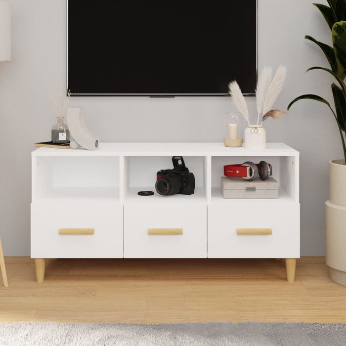 Mueble de tv madera contrachapada brillo 102x36x50 cm