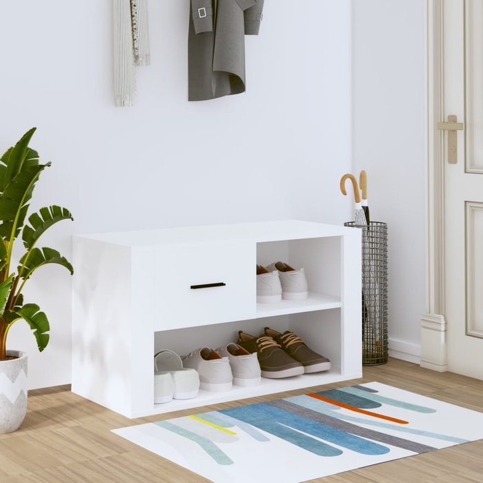 Maison exclusive - mueble zapatero madera contrachapada blanco 80x35x45 cm