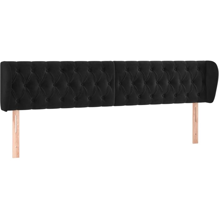 Cabecero cama - mueble cabecero de terciopelo negro 183x23x78/88 cm