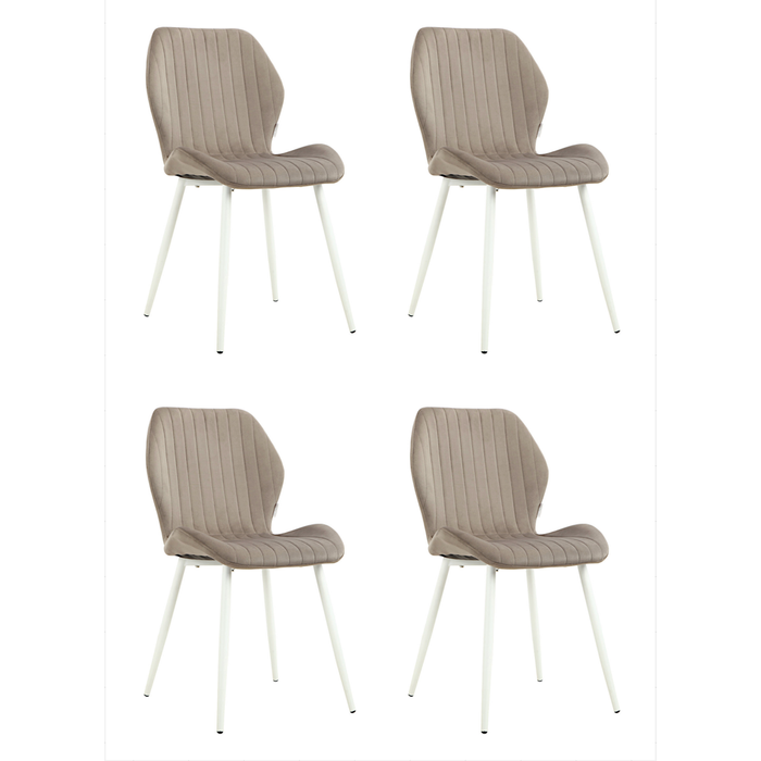 Pack 4 sillas de comedor molly antracita tejido velour con patas de metal blanco