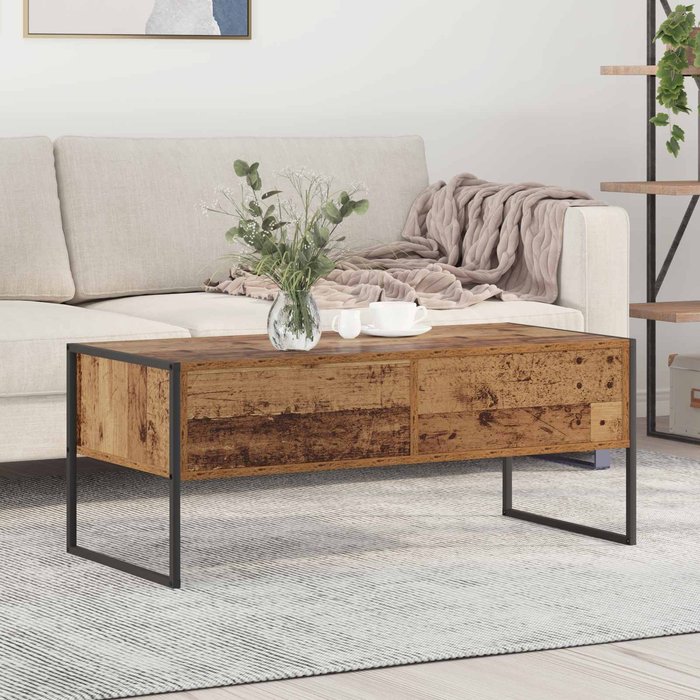 Mesa de centro, madera antigua, 100 x 46 x 40 cm, madera de ingeniería.