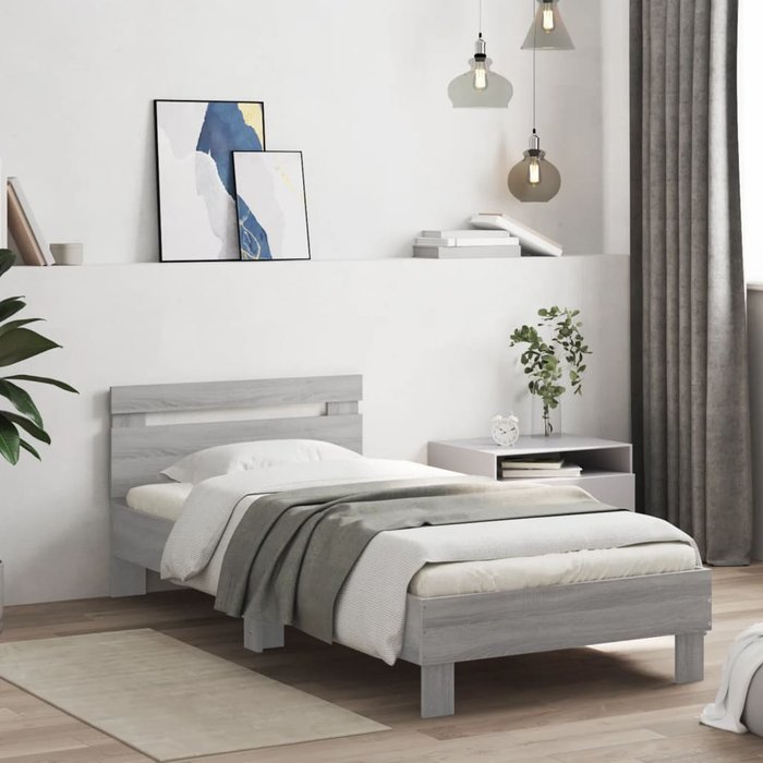 Maison exclusive - cama con cabecero madera de ingeniería gris sonoma 75x190 cm